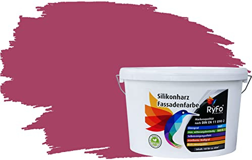 RyFo Colors Silikonharz Fassadenfarbe Lotuseffekt Trend Fuchsiarot 10l - bunte Fassadenfarbe, weitere Rot Farbtöne und Größen erhältlich, Deckkraft Klasse 1