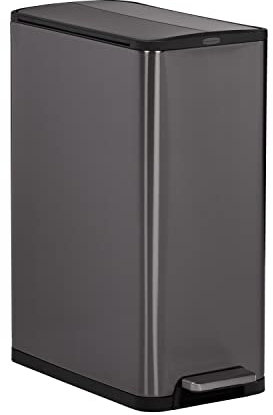 Rubbermaid Elite Tritt-Mülleimer aus Edelstahl, schmal, für Zuhause und Küche, 30 l, Anthrazit