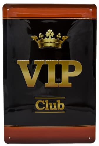 Retro Blechschild, geprägtes Deko Schild „VIP Club“, Bar, Lounge, Kneipe, Partykeller Schild (20 x 30 cm)