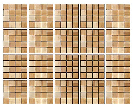 20 Pezzi Adesivi per Piastrelle Decorazione da Parete Adesivi per Piastrelle Adesivi per Cucina di Casa Bagno Stile Mosaico Adesivi Autoadesive Peel & Stick (15x15 cm, Colore del legno)
