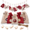 DIY Premium Adventskalender-Set zum Befüllen - 24 beige und rote Stoff-Säckchen mit Zahlen-Aufklebern, Holzklammern und Kordel für Weihnachten