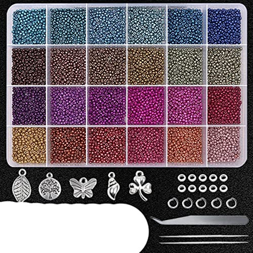 2 3 4mm Glas Rocailles Starter Kit Kleine Handwerksperlen mit Werkzeugset für DIY Handwerk Armband Schmuckherstellung Zubehör-YUN,2mm-19200PCS