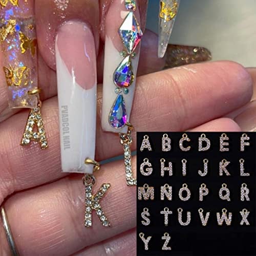 Dangle Nail Piercing Charms Alphabet Letter Alloy 3D Nail Art Charm Acrylic Tips Decoration