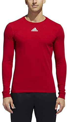 adidas Amplifier Long Sleeve T-Shirt - Mens Multi-Sport M, Power Red-white, Medium