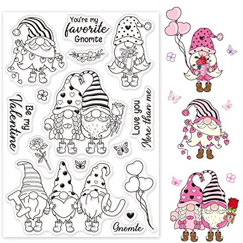 GLOBLELAND Silikonstempel Gnom Klare Stempel Zwerg Transparente Stempel Paar Wichtel Clear Stamps für Kartenherstellung und DIY Scrapbooking Dekor