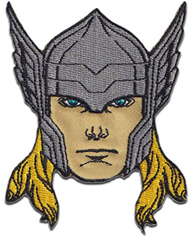 Marvel © Avengers Thor Kopf - Aufnäher, Bügelbild, Aufbügler, Applikationen, Patches, Flicken, zum aufbügeln, Größe: 9 x 7,2 cm