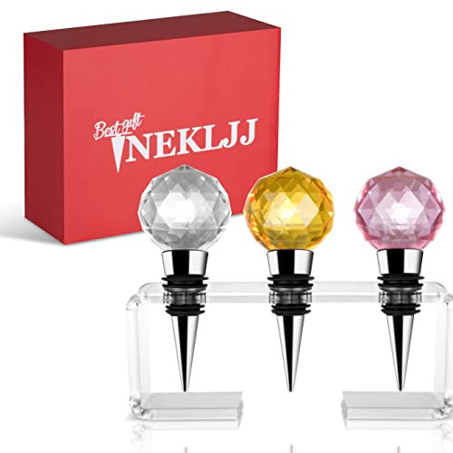 Globe Wine Stopper Cute - Glass Decanter Stopper Set of 3 Wine Toppers Stopper with Stand Reusable Wine Saver for Bar Holiday Party Wedding…