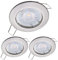Oktaplex 3er Set LED Spots - 3 Stufen dimmbar - 4,8W 2700K 230V 380lm Warmweiß 110° - Deckenspot Edelstahl gebürstet Lochmaß 60mm Deckenstrahler Sedan