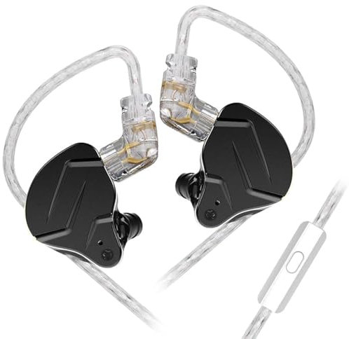 keephifi KZ ZSN Pro X In-Ear-Ohrhörer mit Mikrofon, 1BA + 1DD HiFi-In-Ear-Kopfhörer, Geräuschunterdrückung, kabelgebundener Stereo-Bass, Schlagzeuger (schwarz, mit Mikrofon)