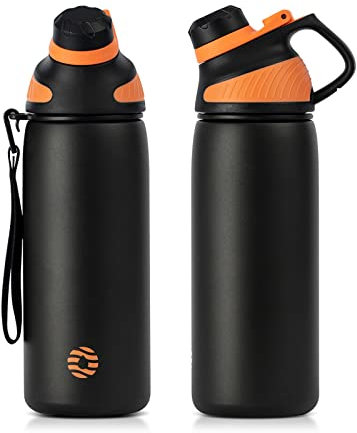 Fjbottle Bouteille d'eau en acier inoxydable 600 ml/800 ml/1 L avec couvercle magnétique, bouteille d'eau isotherme sans BPA, travail, voyage
