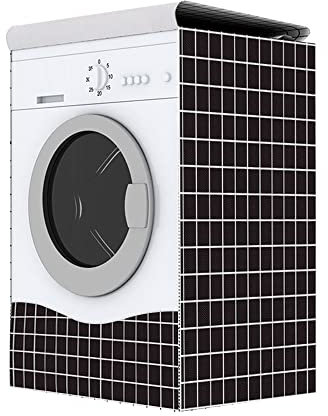 Odot Housse pour Machine à Laver Couverture Lave-Linge Anti-poussière Couverture Tumble Protection Imperméable pour Face Avant de Machine à Laver et Sèche-Linge (XL-capacité 8kg,Grille Noire)