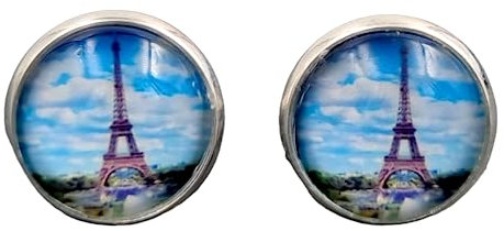 Stechschmuck Ohrstecker Handmade Ohrclips Ohrklemmen Eiffelturm Frankreich Paris Silber Farben Damen Kinder Kitsch Kawaii 1 Paar Größe Wählbar (Ohrstecker 10mm)