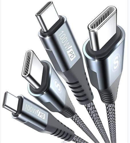 2Pack 2M USB C to USB C Charger Cable 100W, Super Fast Charging Type C Lead for iPhone 15 Pro Max, Samsung Galaxy S23 S22 S21, Z Flip 5/4/3, A72 A54 A53 A34, iPad Pro/Air, MacBook, Google Pixel 8/7/6