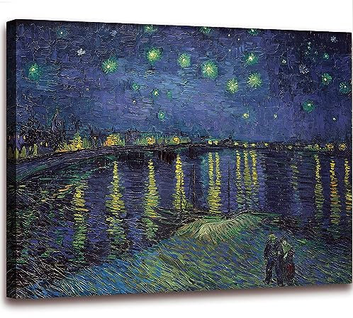 msspart Vincent Van Gogh Sternennacht über der Rhone Leinwand-Kunst, berühmtes Gemälde, Reproduktion, Landschaftsbilder, Kunstdruck, für Heimdekoration, 40,6 x 61 cm
