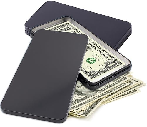2 piezas Cajas para dinero en efectivo 17x9x1,5cm Caja de Billetes Caja de lata Organizador de efectivo Titular del dinero Caja de almacenamiento de dinero Negro
