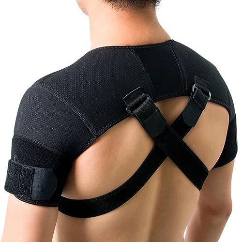 Soporte de hombro de doble soporte para el hombro, correa de hombro ajustable, soporte de hombro para aliviar el dolor y prevenir lesiones para hombres y mujeres
