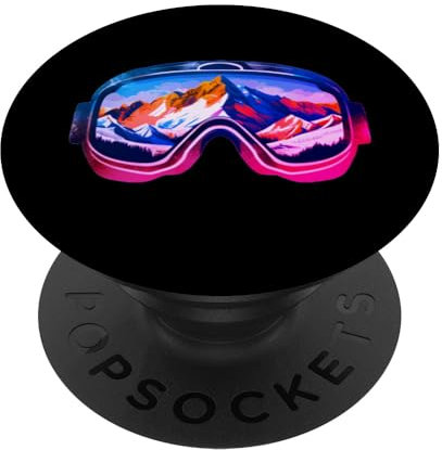 Retro Snowboard Brille Rosa Vintage Ski Fan für Skifahrer PopSockets Klebender PopGrip