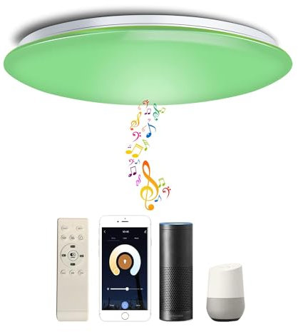 chysongoods Φ50cm 55W Sternenhimmel WIFI Musik LED Deckenlampe Kompatibel Mit Alexa Google Home Kompatibel Mit Bluetooth Lautsprecher RGB Farbwechsel Dimmbar für Küche Schlafzimmer Badezimmer