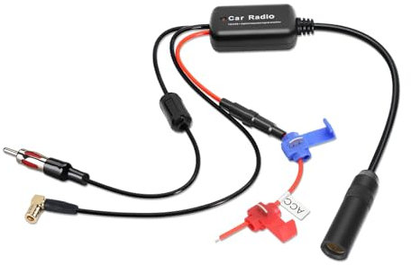 Antennenverstärker Autoradio, 12V DAB Antenne Auto Kompatibel mit DAB/FM/AM Radio, DAB/FM Autoradio Splitter für Nachgerüstete Autoradios, SMB auf DIN, Antennensplitter