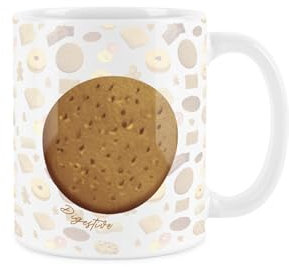 Purely Home Digestive Ceramic Mug - Novelty British Biscuits/Cookie Print - Tea Coffee Gift/Present Mug