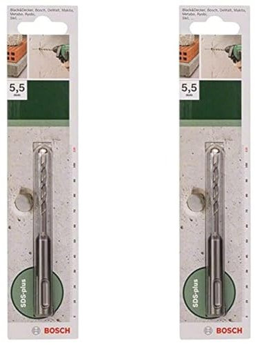 Bosch 2609255504 110mm SDS-Plus Hammer Drill Bit with Diameter 5.5mm (Pack of 2)