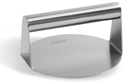 STONELINE Burger Smasher Edelstahl 14 cm rund, Burgerpresse Hamburger Presse Grillpresse für Burger Patties, Spülmaschinenfest, Grill Zubehör
