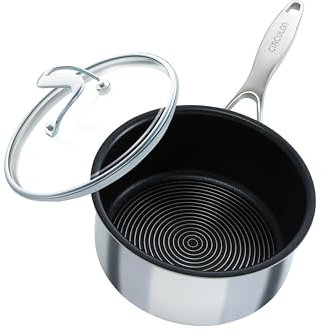 Circulon SteelShield C Series Stainless Steel Saucepan 16cm / 1.4L - Induction Saucepan with Lid with Hybrid Non Stick, Metal Utensil Safe & Dishwasher Safe Cookware