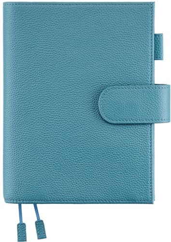 Ox Knight B6 Leder-Planer-Einband für Stalogy, Midori, Leuchtturm1917 und mehr, mit Stiftschlaufe, Kartenfächern, Rückentasche und Lesezeichen, Dunkelblau