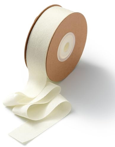 CHUQING Geschenkband Chiffon Beige 25mm Dekoband Seidenband Geschenk Schleifenband Stoffband für Hochzeit