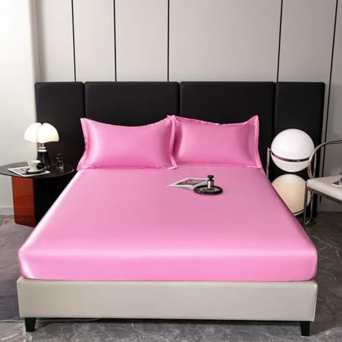 JIANINGHOME Spannbetttuch 48x74cm,Spannbettlaken Satin Bettlaken Glanz-Satin Leintuch Seide Shining Spannbetttuch Uni Spannleintuch für Hohe Matratze