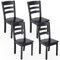 MORDEER Sillas de Comedor de Madera Maciza Juego de 4 Sillas de Comedor de Casa de Campo con Respaldo Alto de Escalera Sillas de Mediano Siglo para Comedor Sala de Estar Restaurante Cocina Negro