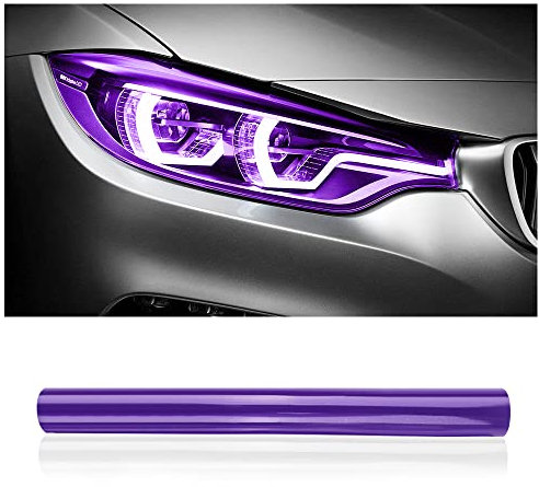 120x30cm Zuschneidbar & Dehnbar Scheinwerfer Folie,Scheinwerfer-Rücklicht-Nebelscheinwerfer Vivid Tönungsfolie,Selbstklebende Tönungsfolie Auto für Auto Deko (Lila)