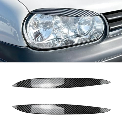 FGAITH 2 Stücke Auto Scheinwerfer Augenbrauen für VW Golf 4 MK4 1997-2005, Auto Scheinwerfer Augenbraue Augenlider Abdeckung Aufkleber Dekoration Autozubehör,A/Carbon Fiber Look