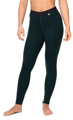DANISH ENDURANCE Merino Thermo Leggings Damen, Premium Funktionsunterwäsche, Skiunterwäsche, Merino Unterwäsche, Atmungsaktiv, Dunkelgrün, S