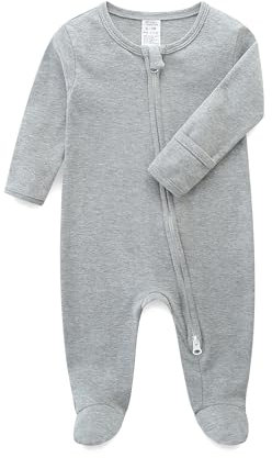 KIDDLETOWN Baby Schlafanzug Mit Doppelreißverschluss - Langarm Strampler, Pyjama Kleidung für Junge und Mädchen, Neugeborenen Schlafstrampler aus Baumwolle