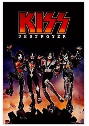 hlacr Leinwand-Poster, Motiv: Kiss Band Destroyer, Wandkunst, Dekor, Bild, Gemälde für Wohnzimmer, Schlafzimmer, Dekoration, 20 x 30 cm