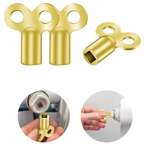 Flintronic Llave Purgar Radiadores, 3 Piezas Llave Radiador Calefaccion, Llave de Radiador, Llave Universal, Llaves Trampa Cuadrada de Metal, para Ventilación, Oro