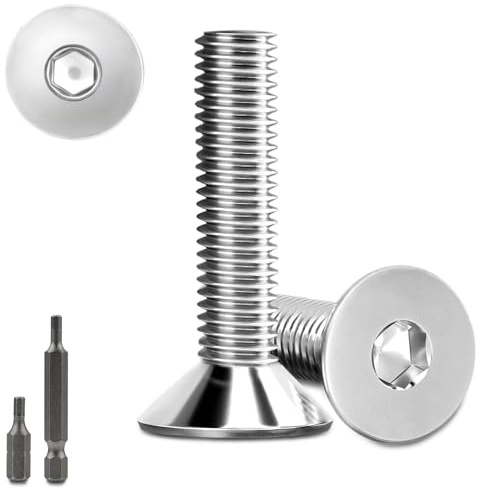 60 viti a testa svasata M5 x 20 mm, in acciaio inox M5, DIN 7991/ISO 10642, a testa svasata con 2 viti a testa svasata (argento)
