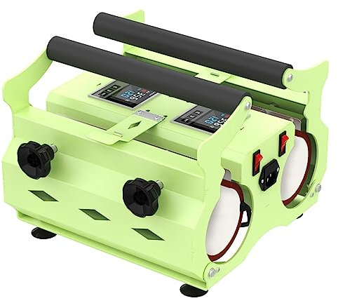CWCQGH Tumbler Heat Press Machine, Double Station Roller Heat Press, Sublimation Printer Heat Press Machine, with Temp&Timer Setting