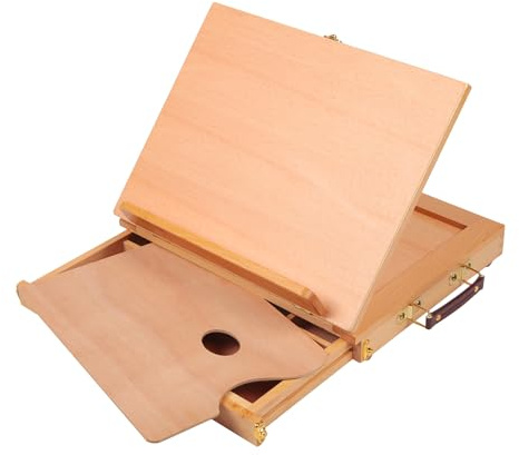 COOZEE einstellbare Tabletop -Skizze Staffelei, tragbarer Massivholz -Schreibtisch Trailsel mit Lagerschublade und Holzpalette für Anfänger, Student, Künstler