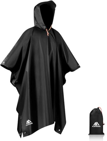 flintronic Regenponcho Herren, Leichter regenschutz Regencape, Wasserdichter Regenponcho, 3 in 1 wiederverwendbarer Regenmantel für Fahrrad Wandern, Camping, Angeln, für Herren & Damen