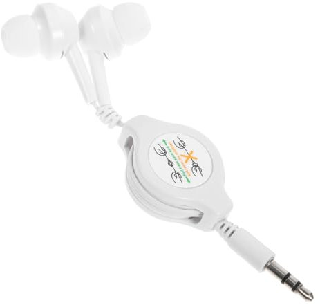 LOORGVEL Retractable In-ear Earphones 3.5mm Mini Earphone Double Pull Telescopic Cable, White, Compatible Mp3 Players for Travel and Daily Use