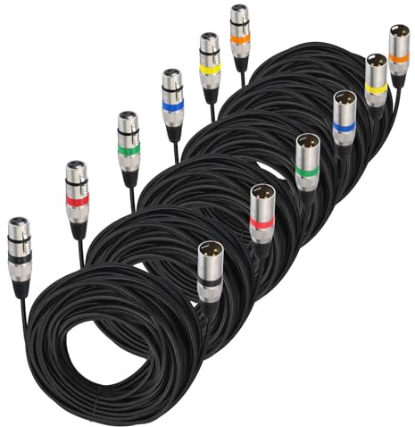 XLR Mikrofonkabel, Nylongeflecht Premium Symmetrisches XLR Kabel, 3 Pin DMX Microphone Connection Cable Stecker auf Buchse DMX Mikrofonkabel mit Vorverstärkern/Lautsprechersystemen (3M 6Pack)