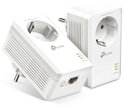 Powerline Adapter - AV1000 Starter Kit with Built-in Plug, 1 Ethernet Port, Speed up to 1000Mbps, Easy Setup, Compact and Efficient. #