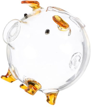 VICASKY Spardose aus Glas in Schweinchenform mit Ausreichender Kapazität für Münzen und Scheine Dekorativ und Kreativ als Schreibtischdekoration für Kinder
