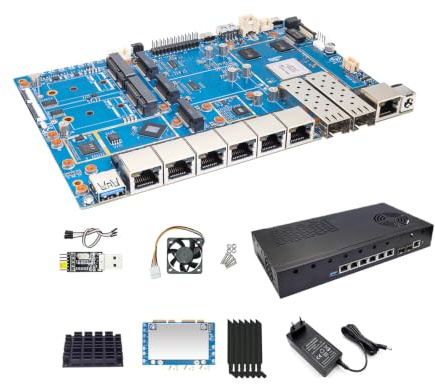 Banana Pi BPI R4 Pro WiFi 7 Router OpenWrt, MT7988A CPU 4/8GB DDR4 RAM 4X 2.5G Porta Ethernet 2X 10G Porta in Fibra Ottica Supporta 4G/5G, per Smart Home NAS Gateway Internet Service Router (KIT3.8GB