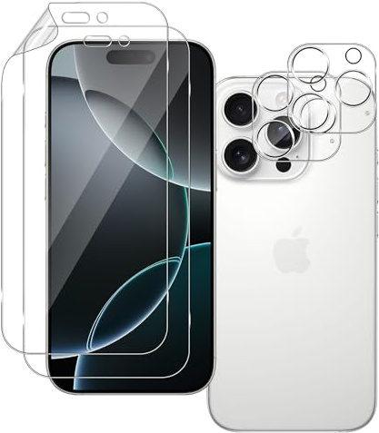 QULLOO Hydrogel Schutzfolie für iPhone 16 Pro Max, 2+2 Stück Weich TPU Displayfolie + Kameraschutz für Panzerglas, Displayschutzfolie Anti-Fingerabdruck Folie Displayschutz