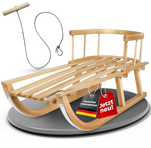 Kinderschlitten mit Rückenlehne Holzschlitten Schneeschlitten Rodelschlitten Davoser 90cm