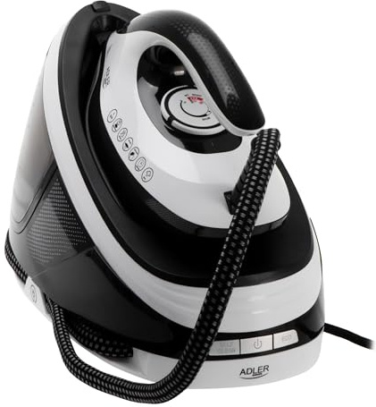 ADLER EUROPE Dampfbügelstation AD 5048, 8 bar druck, 3100W leistung, 600g/min dampfstoß, keramiksohle, abnehmbarer 1.5l wassertank, eco-funktion, weiß-grau