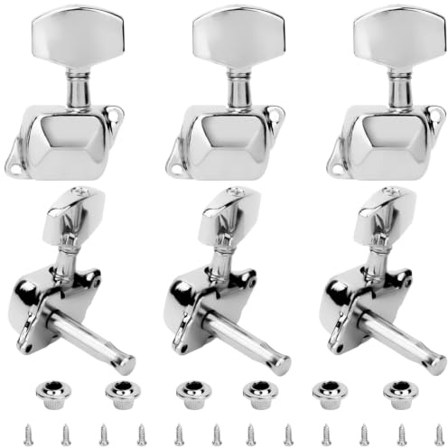 Seutmrou 6 Stück Gitarren Mechanik Knopf, L3+R3 Halbgeschlossene Gitarren Stimmwirbel, Stimmgerät Tuning Pegs, Gitarren Mechaniken für 6-Saitige Folk Akustische Gitarre E-Gitarre